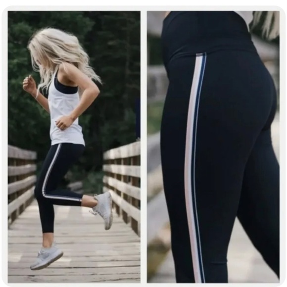 NWOT Zyia Legging Active Pink Rainbow Stripe Luxe Black High Rise Size 12 - Picture 2 of 8